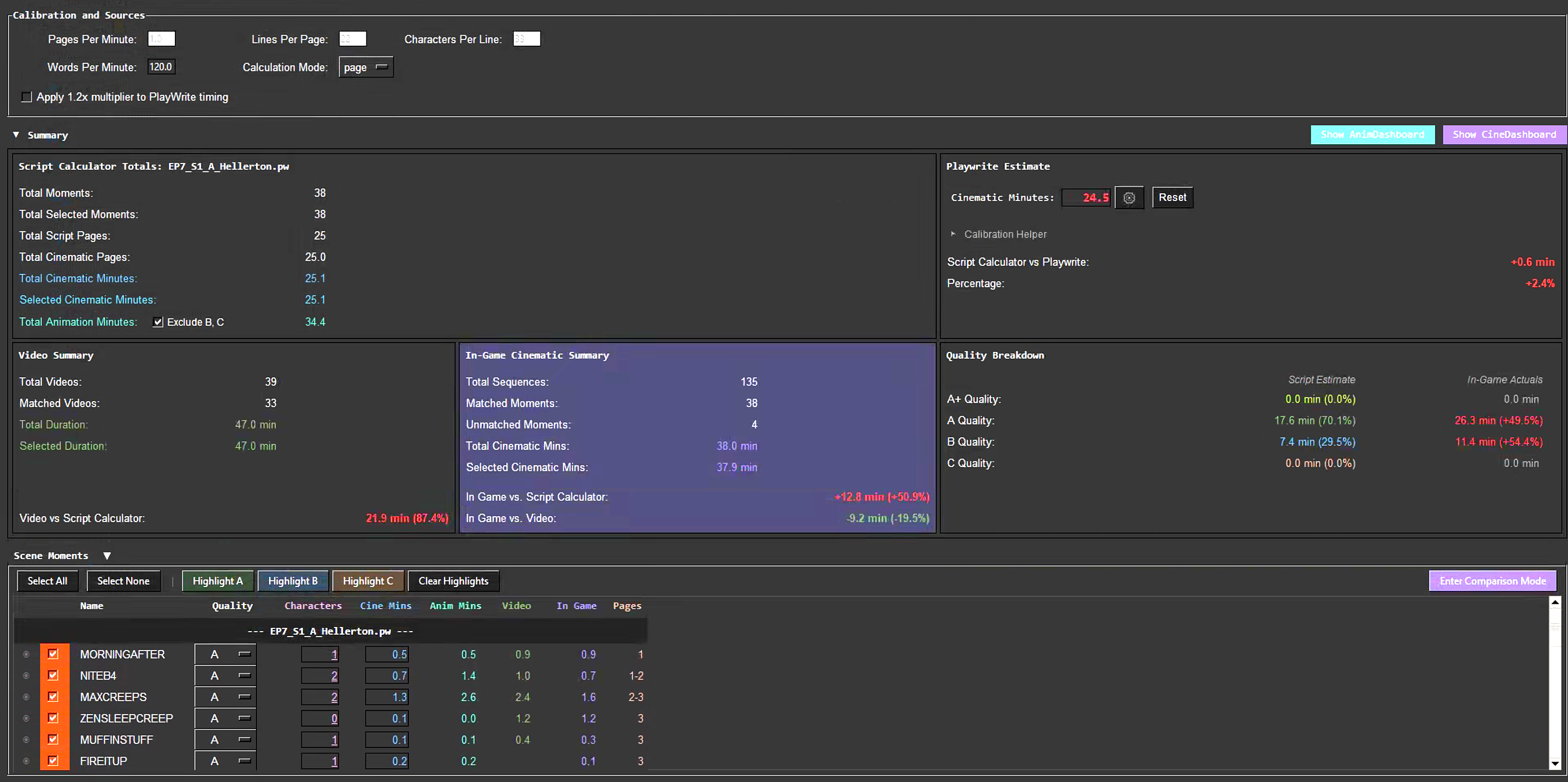 SceneCalculatorPro | Script Scoping and Auditing dashboard